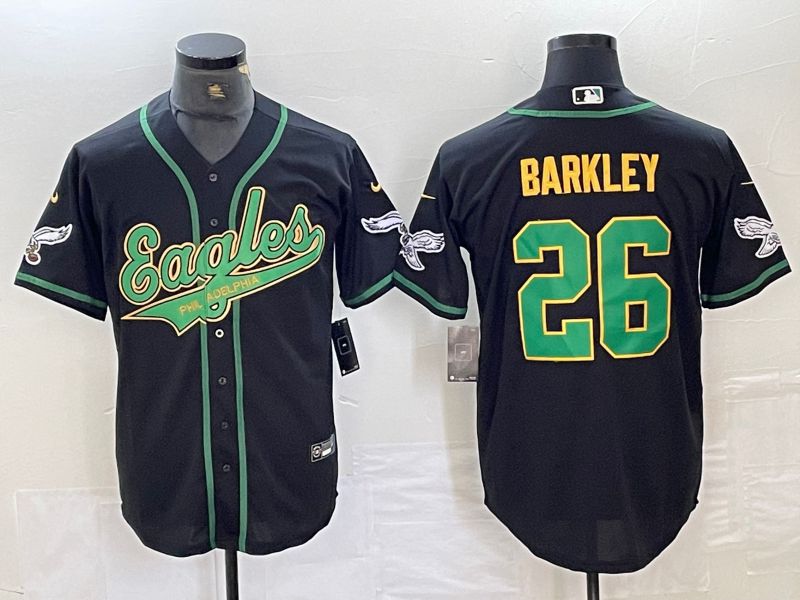 Men Philadelphia Eagles #26 Barkley Black 2024 Nike Co branded NFL Jersey style 5